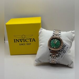 Invicta Wildflower Ember Women’s Watch Two Tone Green Dial Crystal Bezel